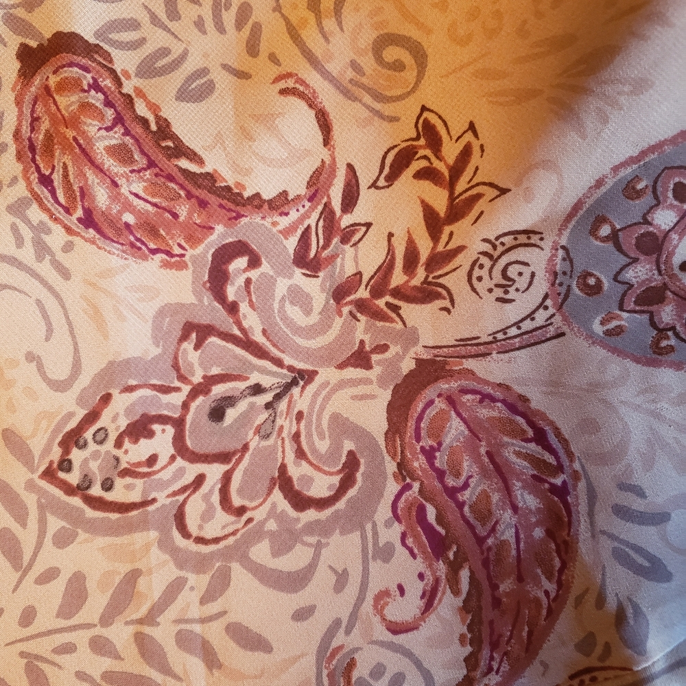 Vintage, Y2K, Chaps by Ralph Lauren, Tan, Paisley Design with Ruffled Layers - Picture 5 of 8